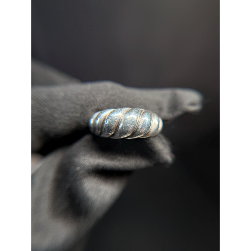 Sterling Silver Ribbed Band Ring 925 Sz 7 6.1g Chunky Swirl Design